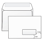 Конверты С5, комплект 1000 шт., отрывная полоса STRIP, белые, правое окно, 162х229 мм